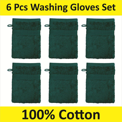 6 Pack Luxury 100% Cotton Wash Gloves – Ultra Soft Terry Cloth Bath & Body Mitts, Gentle Face Cleansing & Makeup Remover, Reusable SPA Mitt Set (16x21 cm, Multi-Color)