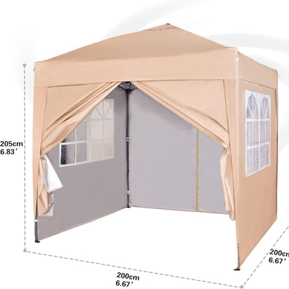 Pop-up Gazebo 2m x 2m With Sides Silver Protective Layer Waterproof Marquee Canopy