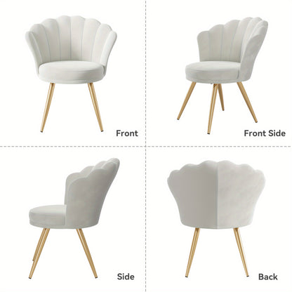 Modern Velvet Accent Chair With Back, Upholstered Vanity Chair For Makeup Room, Makeup Side Chair Desk Chair With Golden Metal Legs For Bedroom Living Room