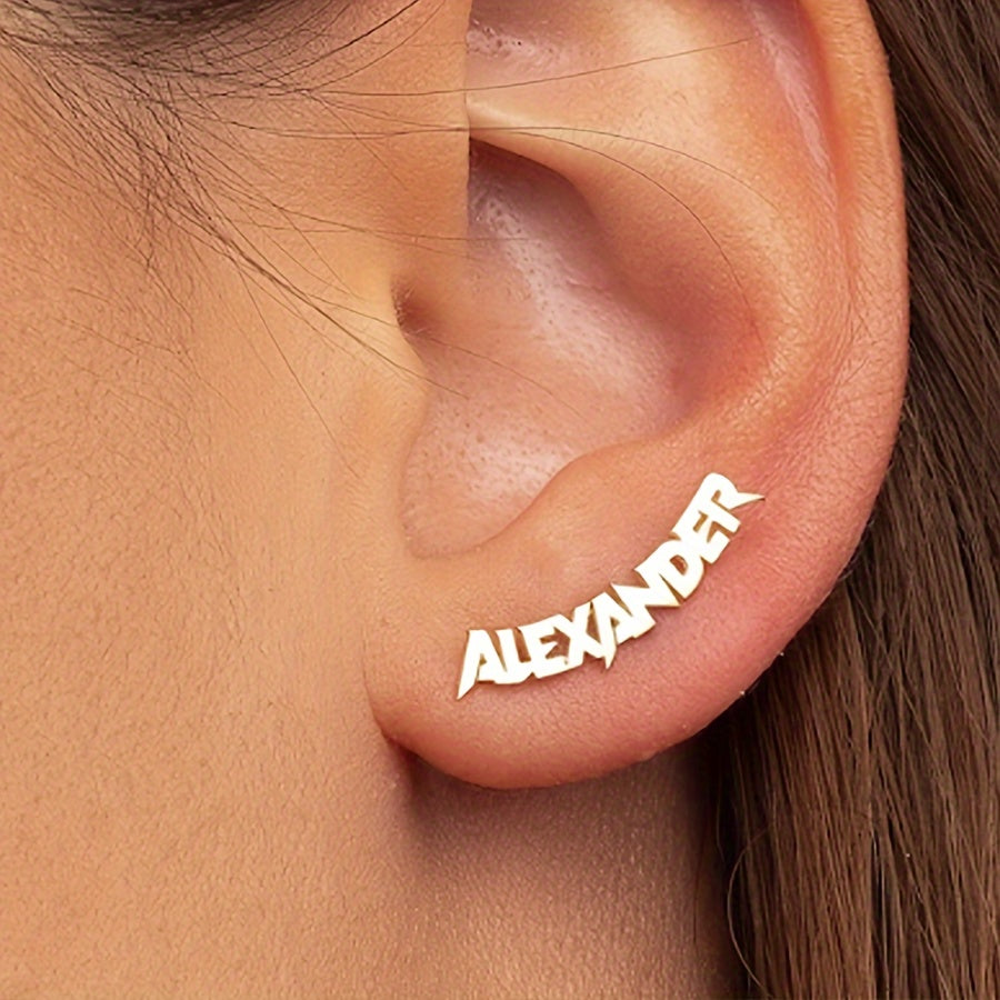 Personalised Name Stud Earrings - alternate angle 2
