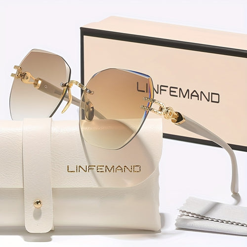 LINFEMAND Fashion Geometric Lightweight Frameless Decorative Glasses Women'S Party Bonfire Gala Surprise Unique Holiday Gift