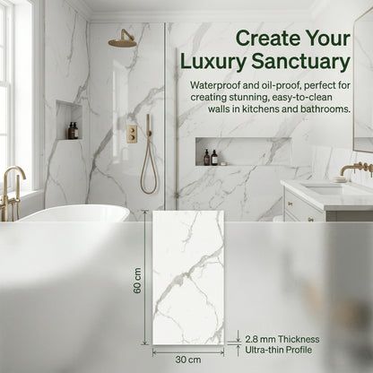 Luxury Marble Pattern Peel and Stick Wall Tiles, Self-Adhesive Backsplash Tiles for Kitchen & Living Room, Waterproof Oil-proof Wall Stickers, Easy to Install Wall Decor, 10/20/30/40pcs