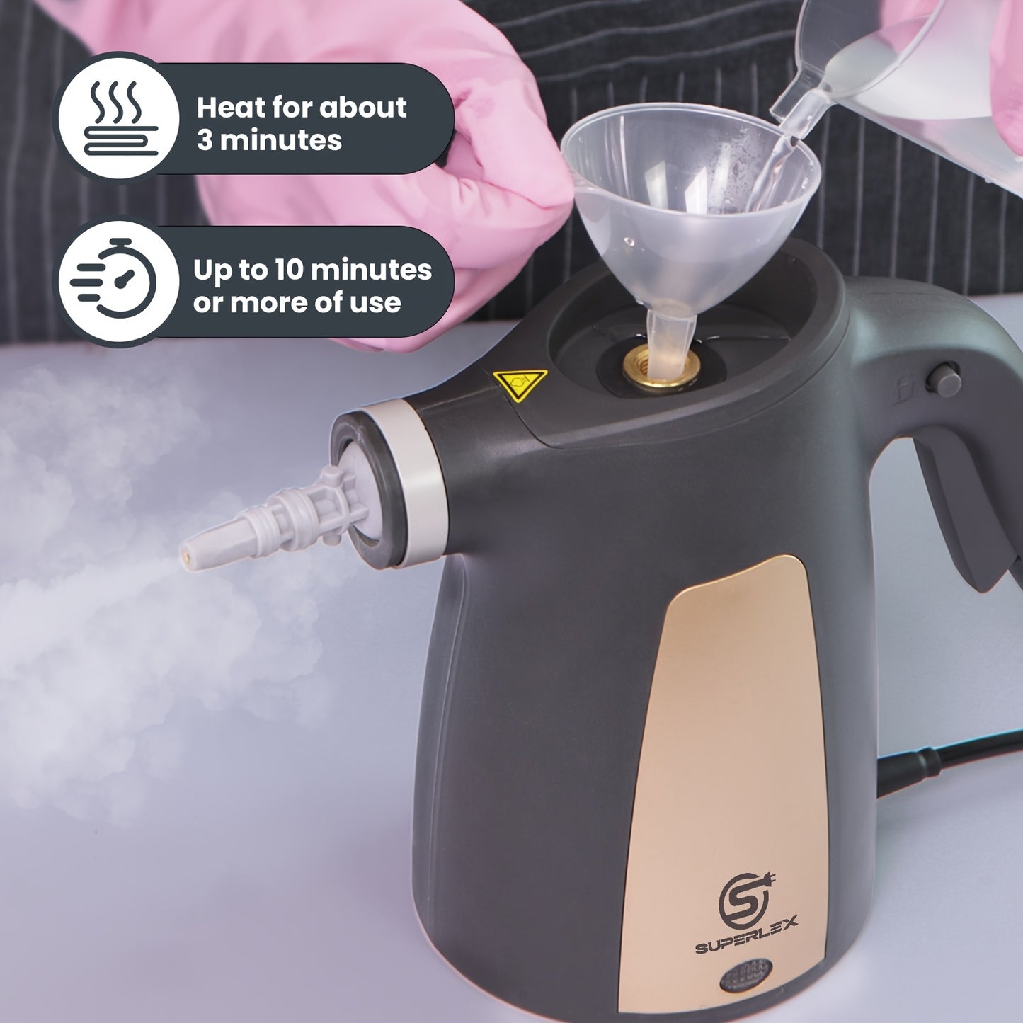 SUPERLEX 10-in-1 1050W High-Power Handheld Steam Cleaner, Includes 9 Accessories. Chemical-free, With A Safety Lock, Safe For Children And Pets. Suitable For Home, Office, And Car, Can Clean Tiles, Windows, Furniture, And Fabrics.