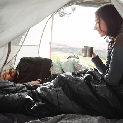 Super Warm Camping Sleeping Bag And Hood, Super Fiber Fabric, Ideal For Outdoor Camping, Camping Accessories, Lightweight Survival Sleeping Bag, Portable Sleeping Bag Suitable For All Seasons, Hiking, Outdoor Activities-Zipper Closure, Double Person