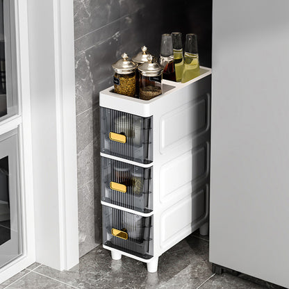 1pc 3-layer Narrow Slit Storage Cabinet, Portable Luxury Bathroom Storage Cabinet, Living Room Sofaside Snack Cabinet, Cosmetics Storage Cabinet, Top Storage Multi-purpose, Suitable for Small Spaces, Closets, Bedrooms, Bathrooms and Laundry Rooms, 18*38*5