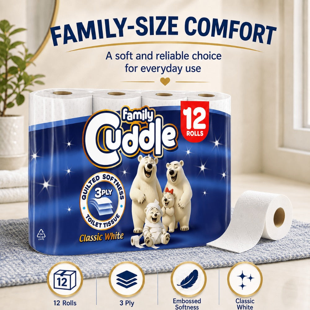 Toilet Rolls Bulk Buy 120 Rolls 3-Ply Family Cuddle Soft Quilted Unscented Classic Tissue 60x2 Pack Bathroom Essentials