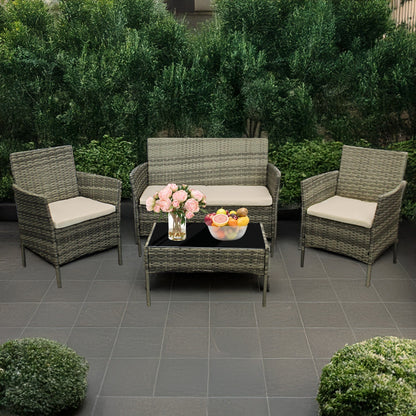 Garden Furniture Sofa Chairs Table Set Rattan Conservatory Outdoor Patio Seat Cushion With Single Armchairs With Coffee Table 6210-B Sofa