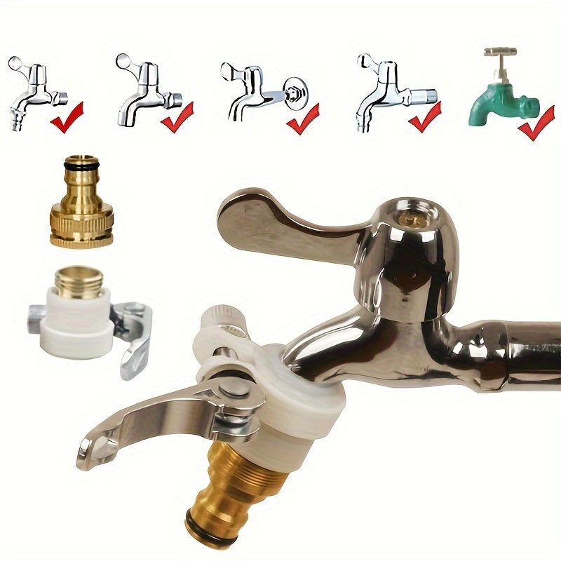 3-in-1 Brass Faucet Adapter Set - Garden Quick Connect Hose Fittings, Multi-functional Hose Converter Kit, Universal Hose Fixtures, Garden Irrigation Hose Accessories