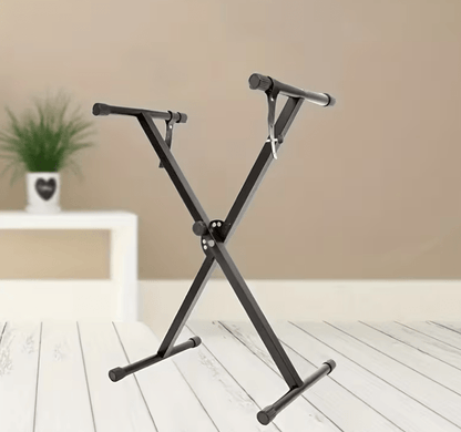 33-97cm Keyboard Stand with Locking Strap Adjustable X Frame Music Piano Keyboard Stand Portable Single Braced Electric Piano Stand with 7 Adjustable Height Positions Holds up to 20kg