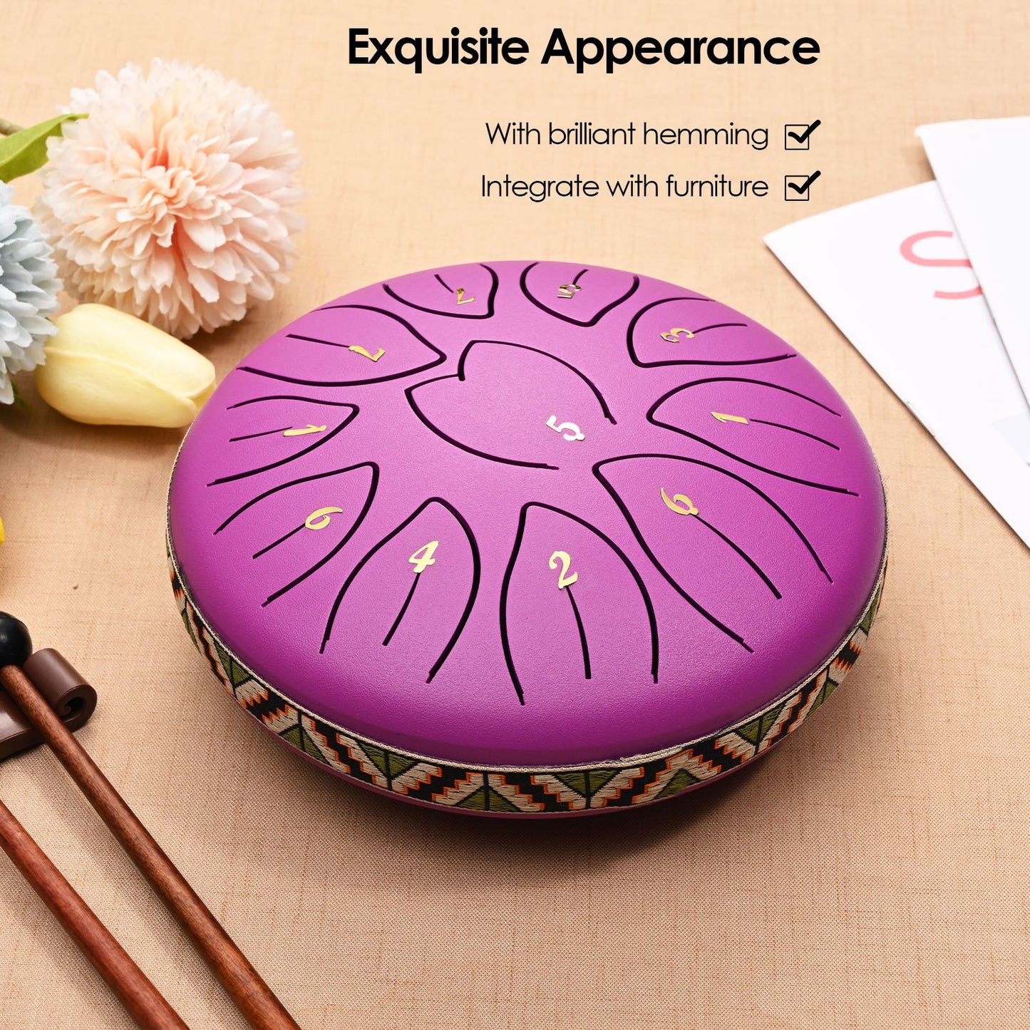Steel Tongue Drum, 6 Inch 11 Tone Hand Pan Drum, Beginner Percussion Instrument with Carry Bag, Fingerpick, and Mallets for Meditation Yoga Sound Healing