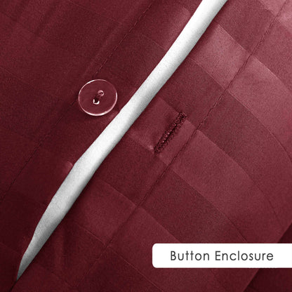 Premium Hotel Quality Satin Stripe Duvet Cover Set Double with Pillowcases | Reversible Soft Quilt Bedding | Easy Care Breathable Luxury Quilt Cover