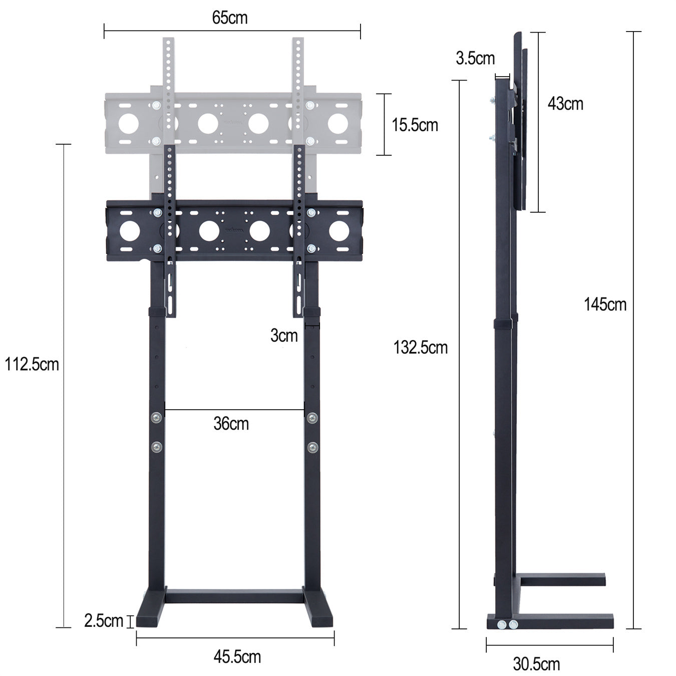 Extra Large Floor TV Stand, TV Mount Adjustable Height Free Standing for 32”-65” LED LCD Home Office