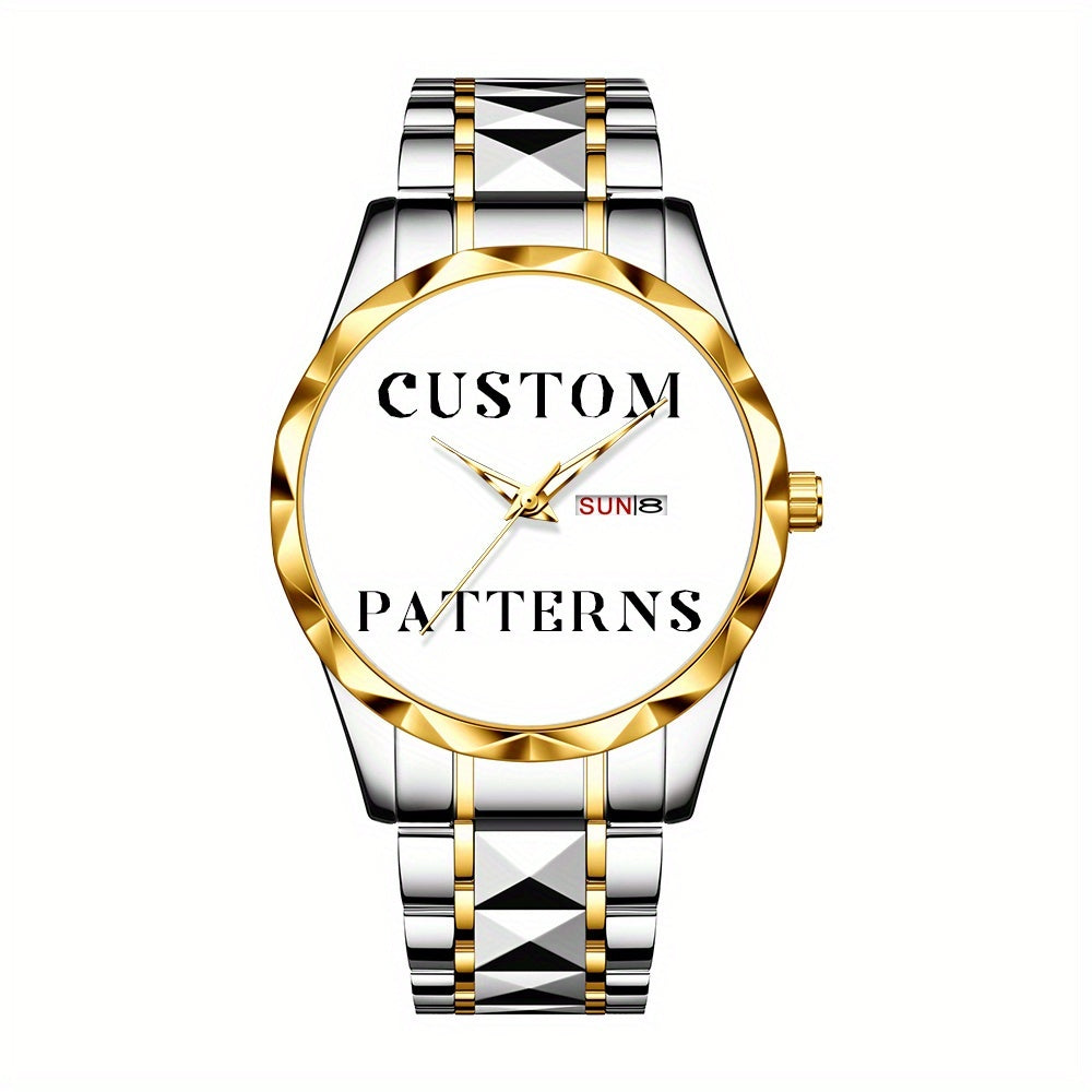 [Customizable Quartz Watch] Customizable Quartz Watch Classic Round Dial Comes with a Beautiful Gift Box And Strap Adjuster Send to Staff Send to Family Send to Friends Send to Girlfriend First Choice Customized Gift Customize Your Favorite Picture