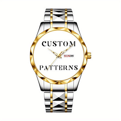 [Customizable Quartz Watch] Customizable Quartz Watch Classic Round Dial Comes with a Beautiful Gift Box And Strap Adjuster Send to Staff Send to Family Send to Friends Send to Girlfriend First Choice Customized Gift Customize Your Favorite Picture