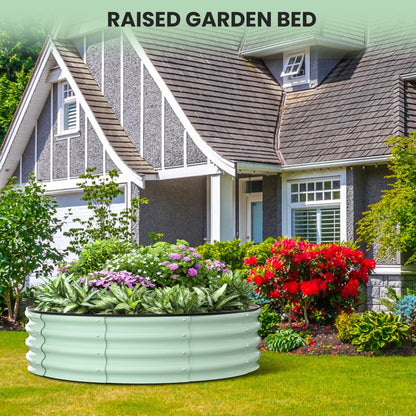 Galvanized Raised Garden Bed, Round Metal Planter Box with Open-Bottom Design, Heavy-Duty Steel Outdoor Flower Bed for Vegetables, Herbs, and Succulents, Easy Installation