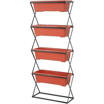 4 Tier Vertical Strawberry & Herb Planter – Raised Garden Beds With 4 Removable Raised Planter Trays, Foldable Structure, Outdoor Indoor Planter Stand For Flowers, Vegetables and Herbs