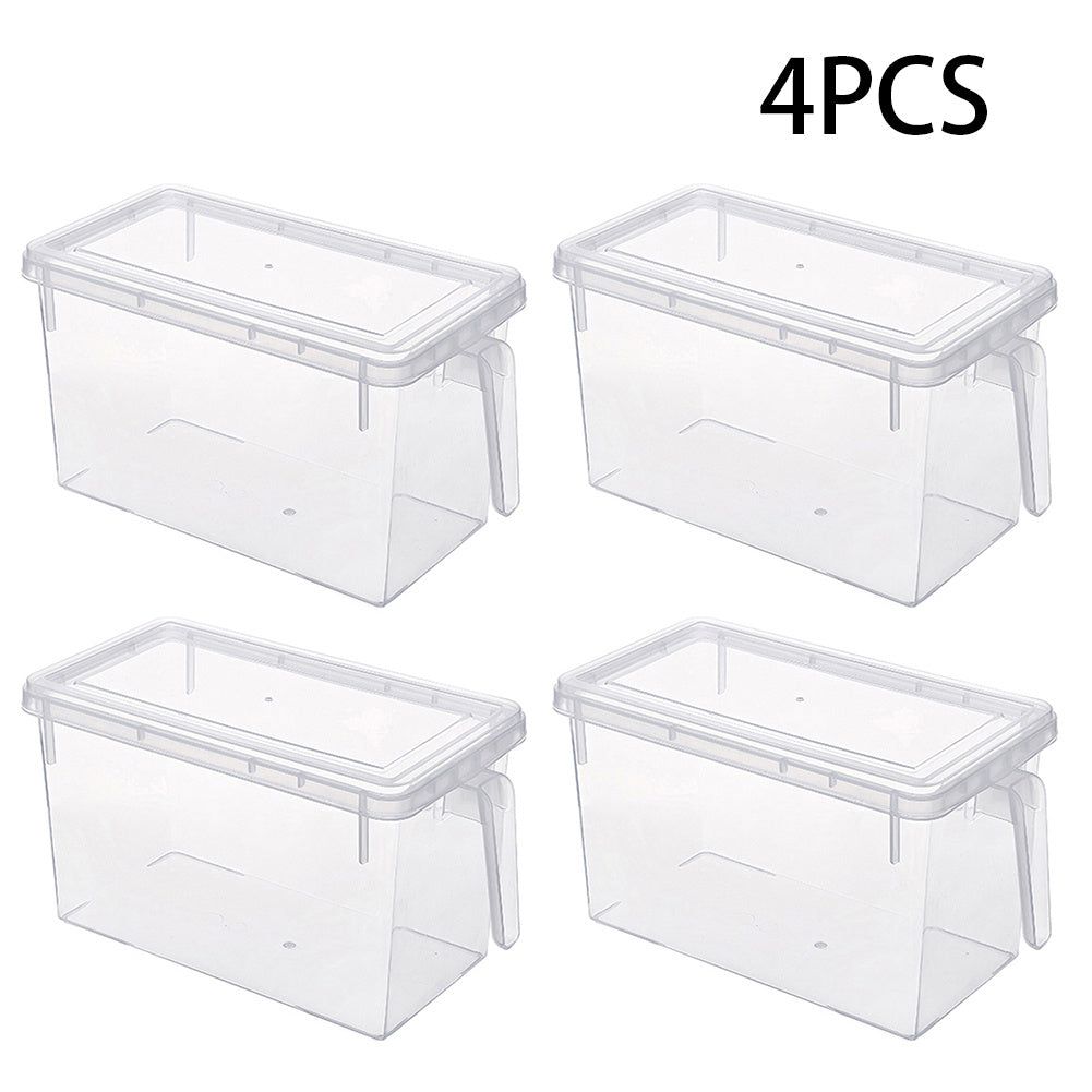 4pcs Clear Storage Box Fridge Food Container Cabinet Organizer Cupboard Holder Rack Basket Case W/ Handle Lid Valentine'S Day Gifts Holiday Gift Guide