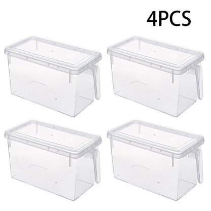 4pcs Clear Storage Box Fridge Food Container Cabinet Organizer Cupboard Holder Rack Basket Case W/ Handle Lid Valentine'S Day Gifts Holiday Gift Guide
