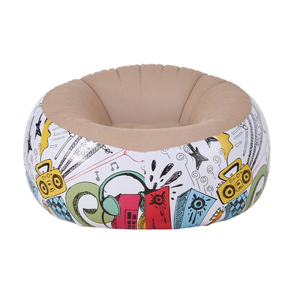 Multicoloured Spherical Outdoor Inflatable Sofa in PVC Material. Lightweight and Portable Home Sofa with Manual Air Pump. Suitable for Living Rooms, Patios, Camping, and Gardens.