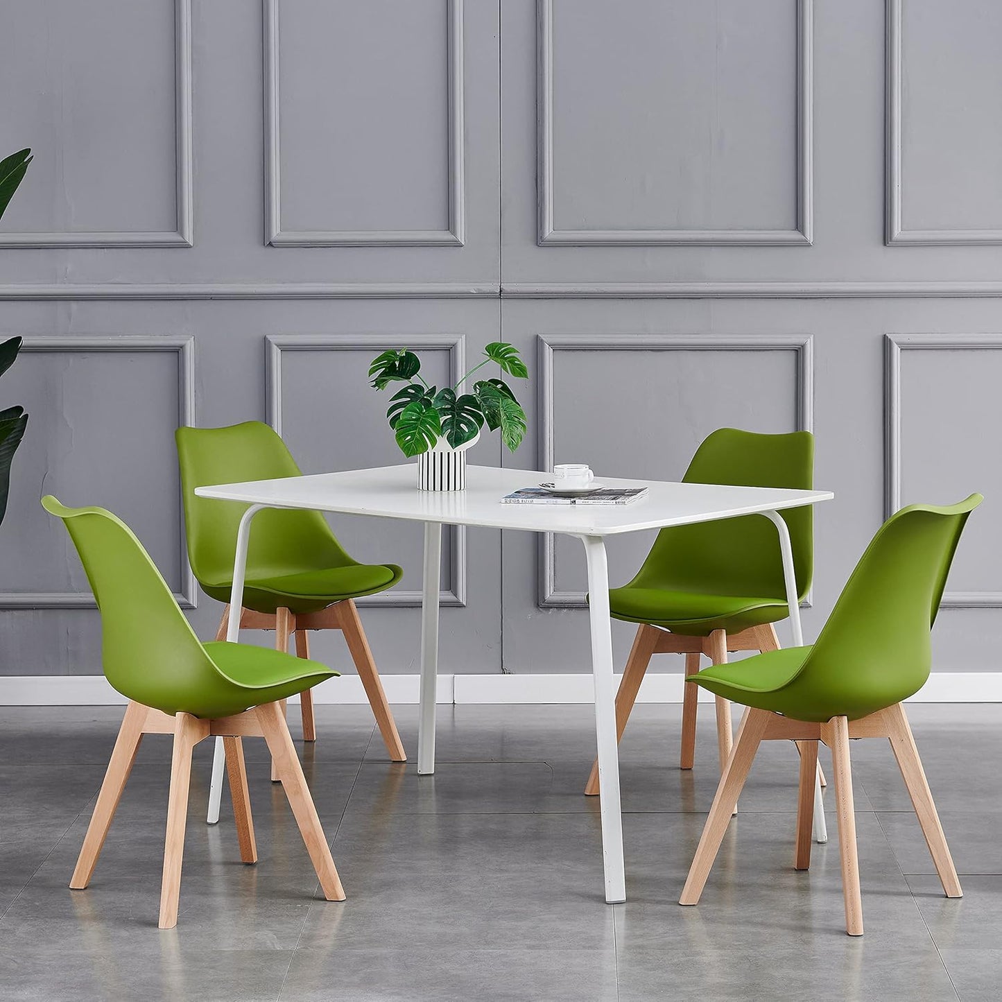 mcc direct Set of 2 Dining Chairs Wooden Legs Soft Cushion Pad Stylish DELUXE Retro Lounge Dining Office EVA
