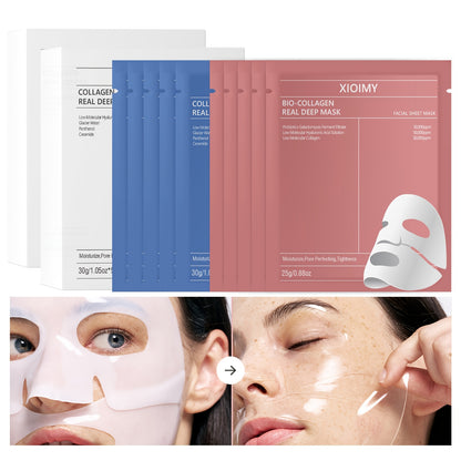 10pcs Collagen Powerful Moisturizing Facial Mask Set Can Deeply Moisturize Skin, Make Face More Moist, Delicate, Bright, Rich in Collagen, Say Goodbye to Dry, Dull, Loose Skin, Facial Skin Care, Collagen Facial Mask