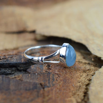 925 Sterling Silver Pear Gemstone Ring in Onyx, Larimar and More, Minimal Daily Wear Jewelry for Women
