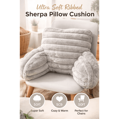 Teddy Fleece Reading Pillow with Arms Soft Backrest Support Cushion 65x40cm for Bed and Sofa in 4 Colours