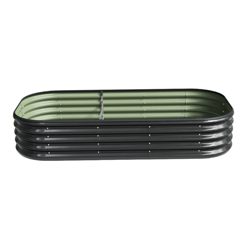 Galvanized Planter Garden Boxes Outdoor, Oval Large Metal Galvanized Raised Garden Bed for Vegetables, 2 Sizes 2 Colours Available