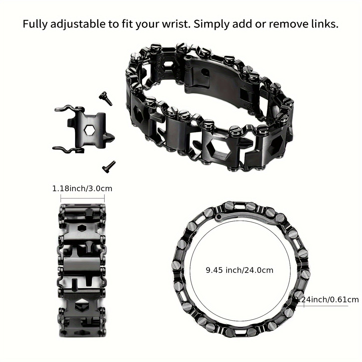 [Popular Choice] Men's 29-in-1 Multi-Tool Bracelet, 316 Stainless Steel Wearable Wristband with Portable Pry Tools, Ideal for Outdoor Travel and Gift, Multi-function, Self-use Wrist Decoration Tool