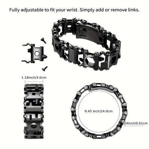 [Popular Choice] Men's 29-in-1 Multi-Tool Bracelet, 316 Stainless Steel Wearable Wristband with Portable Pry Tools, Ideal for Outdoor Travel and Gift, Multi-function, Self-use Wrist Decoration Tool