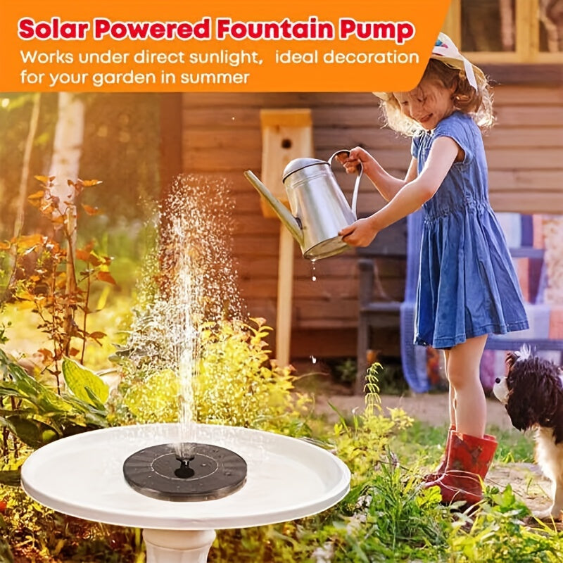 1.4W Solar Bird Bath Fountain Pump with Nozzles & Fixing Bars, IPX8 Free Standing Floating Solar Powered Garden Water Feature Aquarium Pump for Bird Bath, Pond, Pool, Outdoor Garden Home Decor