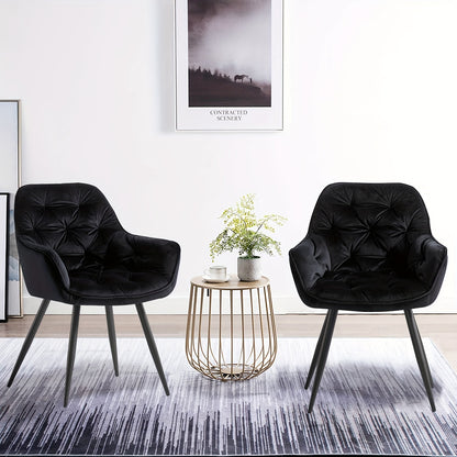 Velvet Dining Chairs with Armrests – Upholstered High-Density Foam Seat, 83cm Tall, 1pc, 2pcs or 4pcs Set for Kitchen, Living Room, Bedroom & Lounge, 7 Colours