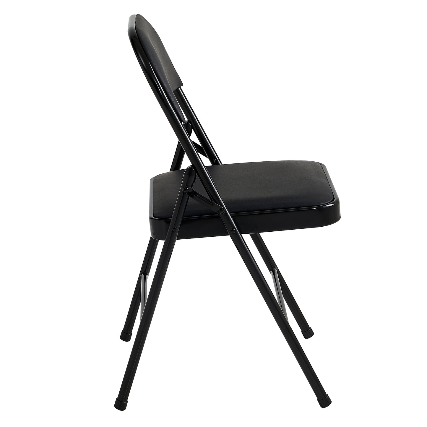 Set of 4 Folding Chairs, Faux Leather Foldable Chairs with Metal Frame and Padded Seat, Easy to Fold and Store for Home, Office, Dining and Reception