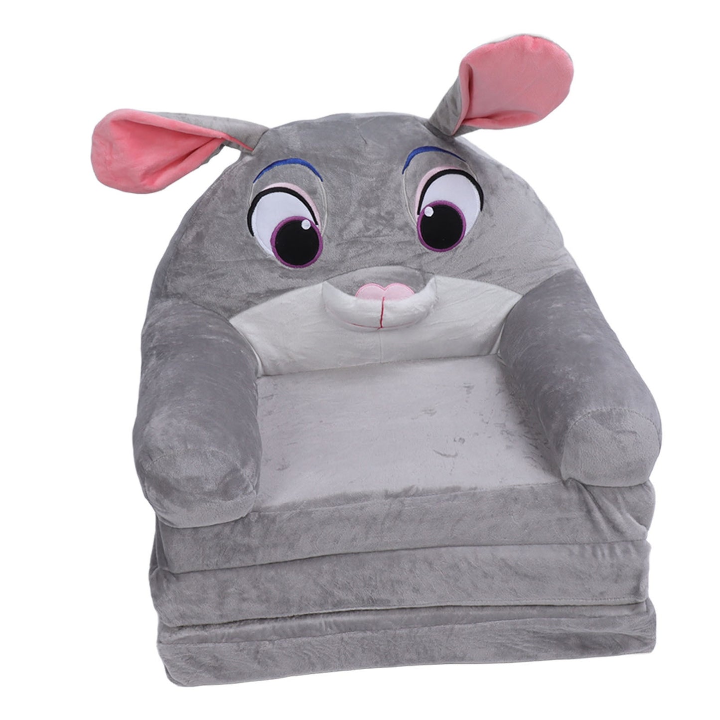 Foldable Kids Sofa Chair with Wide Handle & Soft Breathable Fabric Suitable for Reading, Relaxing, Sleeping - Modern 2-Layer Toddler Bed/Nursing Chair, Gray Furniture for Room, No Assembly Required