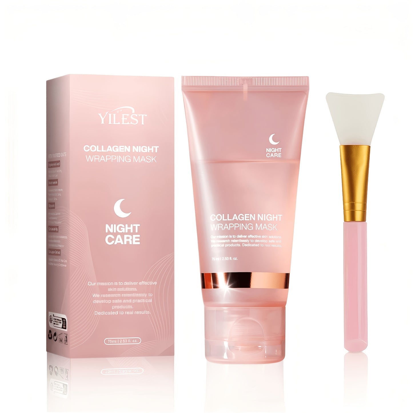 75ml Collagen Hydrating & Moisturizing Mask | Includes Applicator Brush | Enriched with Hyaluronic Acid and Niacinamide to Moisturize, Firm, and Boost Skin Elasticity. Collagen Ingredients Leave Skin Smooth and Radiant. Suitable for All Skin Types