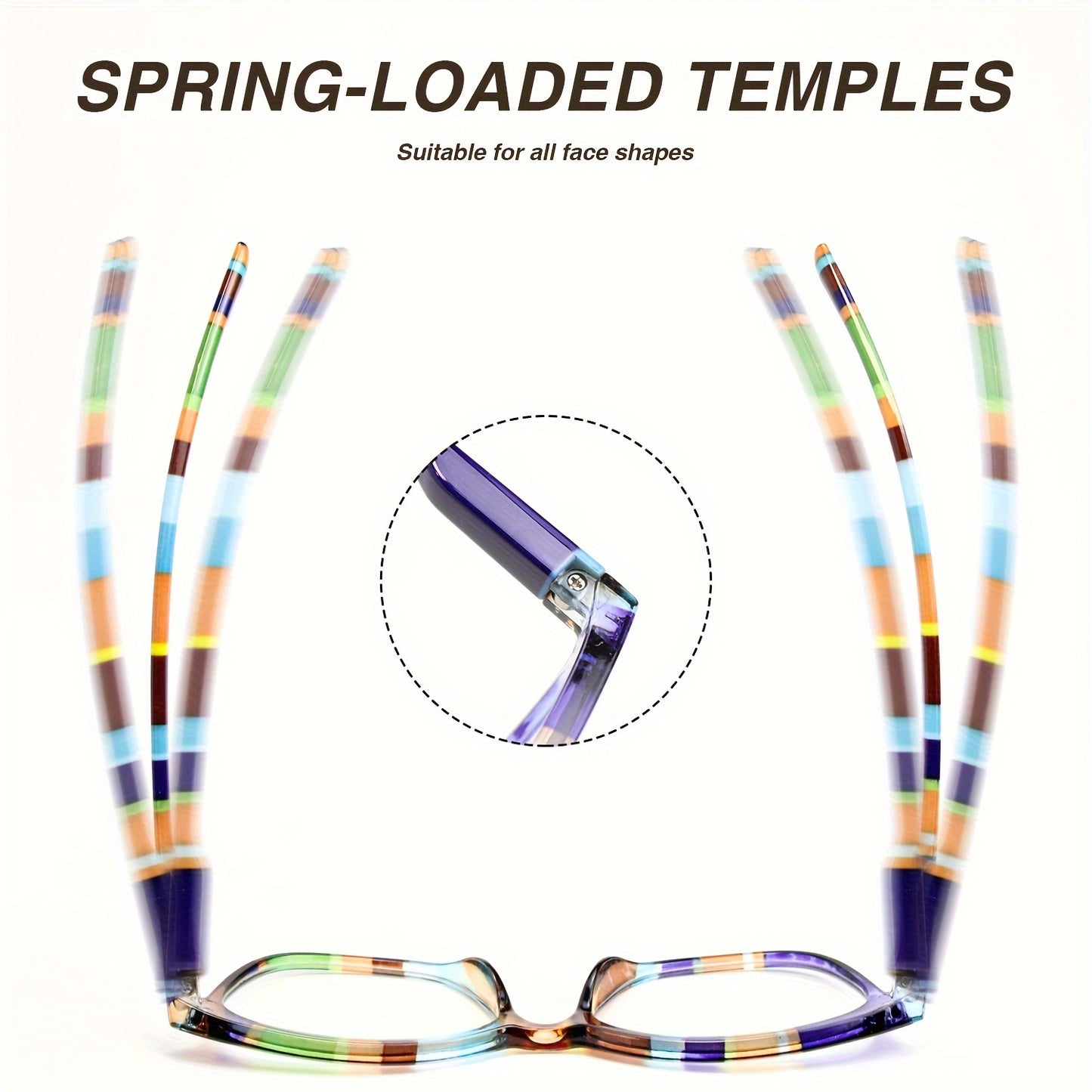 3 Pairs of Checkered Color Matching Retro Fashion Reading Glasses, Comfortable to Wear Reading Glasses, with Rice Nails And High-Quality Spring Hinge Design, Christmas Gifts