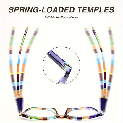 3 Pairs of Checkered Color Matching Retro Fashion Reading Glasses, Comfortable to Wear Reading Glasses, with Rice Nails And High-Quality Spring Hinge Design, Christmas Gifts