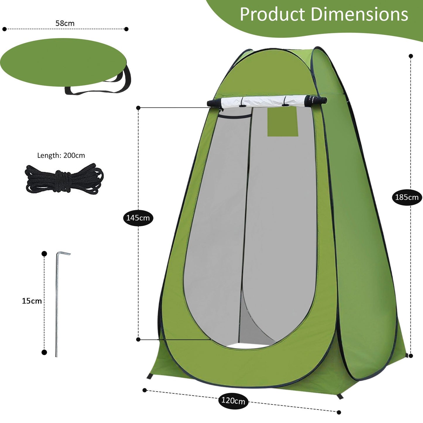 Pop Up Toilet Tents for Camping, Pop Up Changing Tent for Shower, Privacy Tent Portable Changing Room for Outdoor Adventures, Hiking, Fishing, Beach or Picnic