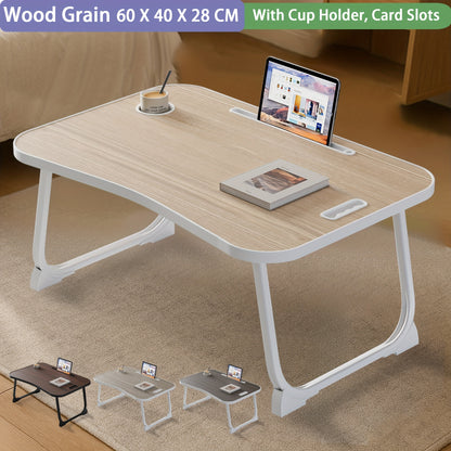 Laptop Bed Table, Notebook Table Dorm Desk, Lap Desk, Laptop Stand Table Dorm Desk with Foldable Legs And Cup Slot, Laptop Tray for Bed, for Eating Breakfast, Work, Reading, Watching Movie on Bed/Sofa