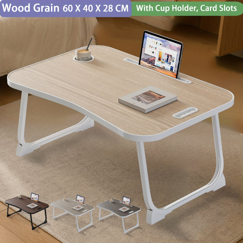 Laptop Bed Table, Notebook Table Dorm Desk, Lap Desk, Laptop Stand Table Dorm Desk with Foldable Legs And Cup Slot, Laptop Tray for Bed, for Eating Breakfast, Work, Reading, Watching Movie on Bed/Sofa