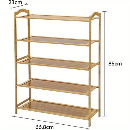 Bamboo Shoe Rack Large Storage Capacity Multipurpose Shelf Wood Footwear Shelves Plant Display Stand for Closet Entryway Bathroom Bedroom Light Yellow