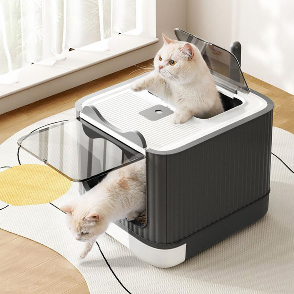 Cat Litter Box, Plastic Pet Toilet, Removable Litter Box, Large Cat Litter Box Hooded Litter Tray Drawer, UV Sterilization and Deodorization, Provide Your Cat with A Comfortable Place