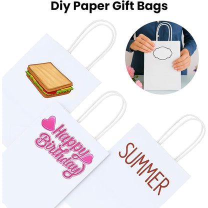 100 Pack Paper Gift Bags with Handles, Paper Bags for Thanks Giving, Christmas, Parties, Retail, and Gift Wrapping