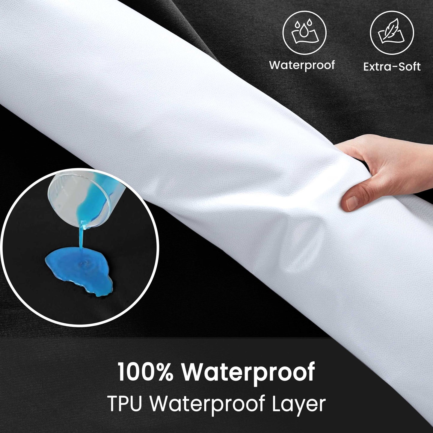 Waterproof Fitted Bed Sheet Deep Pocket Mattress Protector Cover | Soft Breathable Noiseless Fitted Sheet for Bedroom, Hotel & Home | Machine Washable Elastic Bed Cover Fits Up to 30cm Mattress