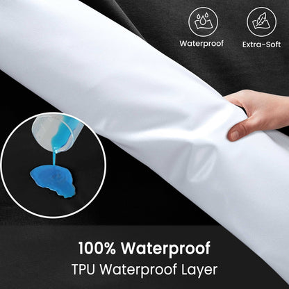 Waterproof Fitted Bed Sheet Deep Pocket Mattress Protector Cover | Soft Breathable Noiseless Fitted Sheet for Bedroom, Hotel & Home | Machine Washable Elastic Bed Cover Fits Up to 30cm Mattress