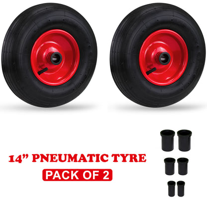 14"/35 cm Wheelbarrow Wheel Tyre 4.00-6 PU Heavy Duty Wheel Replacement Tire for Garden Trolley Barrow Go Cart Trailer Truck Black/Red