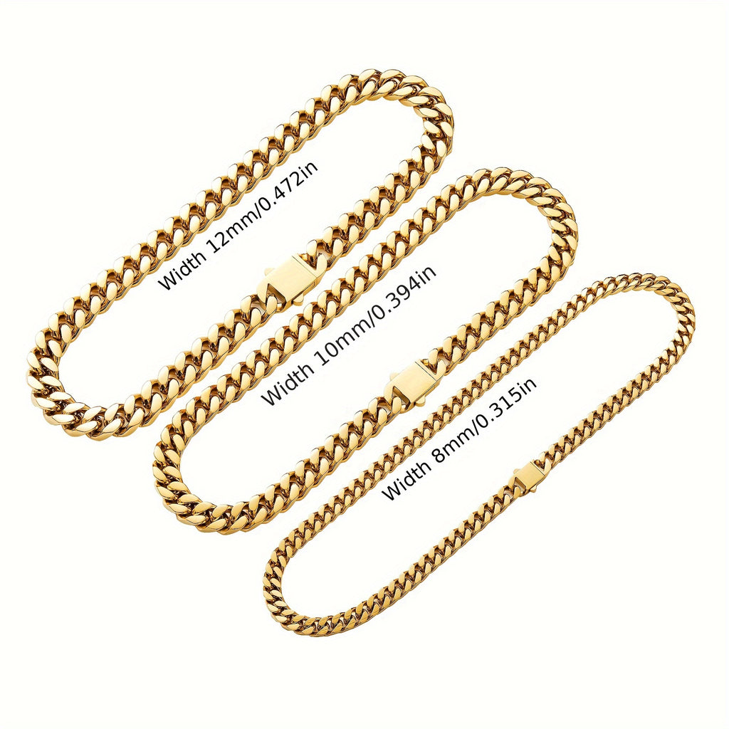Gold-Tone Four-Sided Cuban Chain Necklace