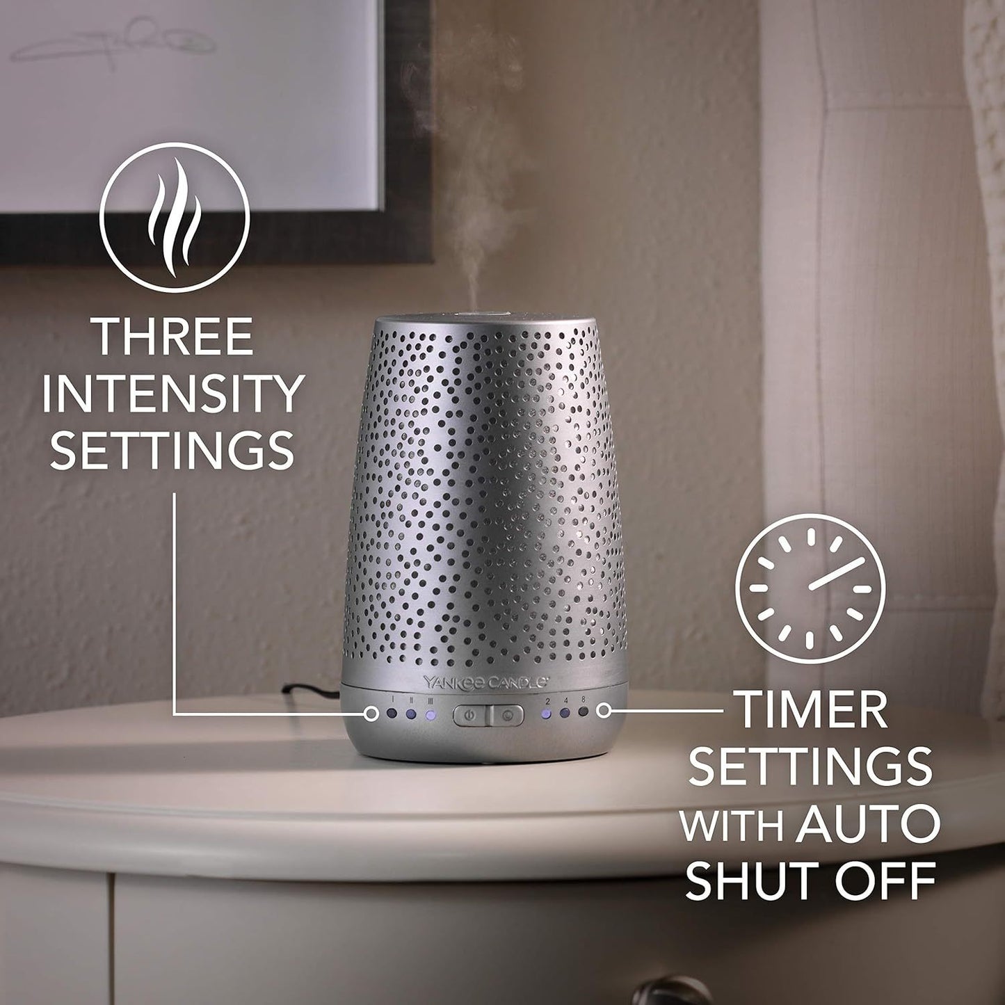 Yankee Candle Sleep Diffuser Starter Kit | Silver | Peaceful Dreams Electric Fragrance Diffuser Refill | Up to 30 Nights of Fragrance | UK Plug