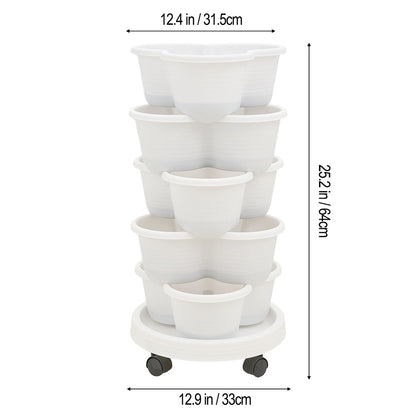 The three-dimensional three-petal flowerpot, strawberry pot, can be multi-layered for vegetable and fruit planting. It is made of pp plastic with five layers, black/ white/ green, and measures 31.5*31.5**13.5cm
