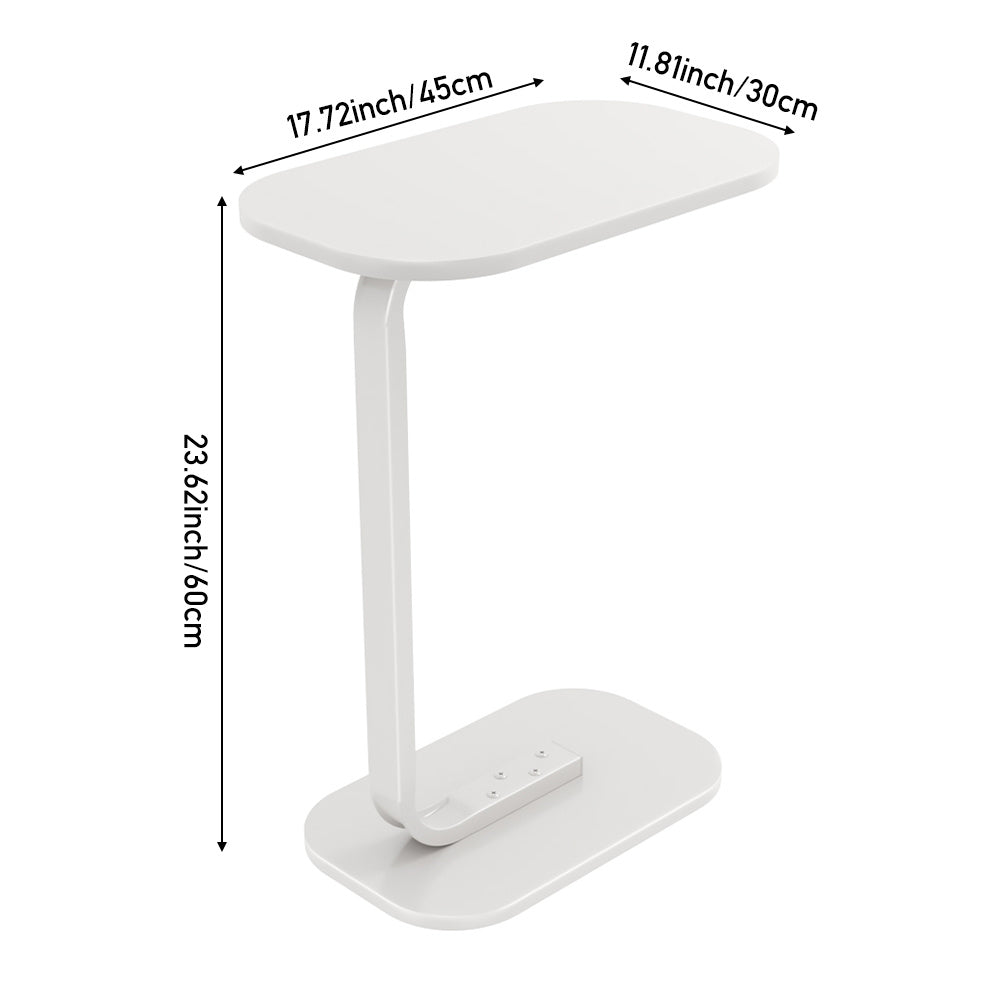 1pc Modern C-Shaped Sofa Side Table & Coffee Table - 45x30x60CM, Durable Wood & Iron Construction, Walnut/White - Sturdy Frame for Living Room, Bedroom, Garden, RV & Balcony Decor